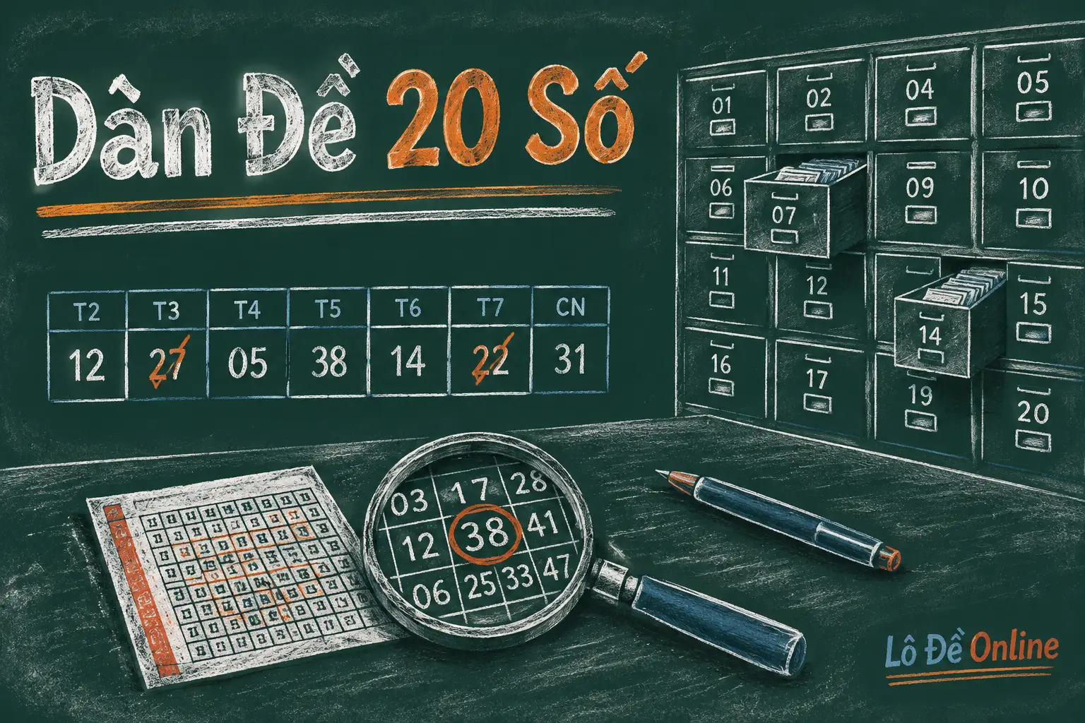 Dàn đề 20 số là cách bạn chọn ra 20 con số trong 100 số từ 00 đến 99